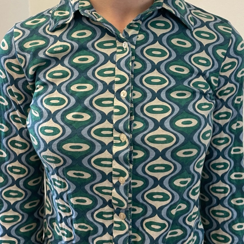 Mod Italian Pure Cotton Button Down Top - Picture 9 of 11